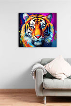 Laden Sie das Bild in den Galerie-Viewer, Premium Wandbild Tiger auf hochwertiger Leinwand Bild fertig gerahmt mit Keilrahmen 2cm, Kunstdruck Wandbild mit Rahmen kein Poster oder Plakat
