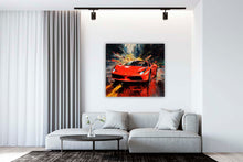 Laden Sie das Bild in den Galerie-Viewer, Edition Seidel Premium Wandbild Ferrari rot auf hochwertiger Leinwand (60x60 cm) gerahmt. Leinwandbild Kunstdruck Pop Art Bild stylish Wohnung Büro Loft Lounge Bars Galerie Lobby
