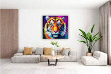 Laden Sie das Bild in den Galerie-Viewer, Premium Wandbild Tiger auf hochwertiger Leinwand Bild fertig gerahmt mit Keilrahmen 2cm, Kunstdruck Wandbild mit Rahmen kein Poster oder Plakat
