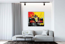 Laden Sie das Bild in den Galerie-Viewer, Edition Seidel Premium Wandbild Formel 1 Style auf hochwertiger Leinwand (100x100 cm) gerahmt. Leinwandbild Kunstdruck Pop Art Bild stylish Wohnung Büro Loft Lounge Bar Galerie Lobby
