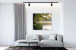 Edition Seidel Premium Wandbild Calming Lake auf hochwertiger Leinwand (60x60 cm) gerahmt. Leinwandbild Kunstdruck Foto Bild stylish Wohnung Büro Loft Lounge Bar Galerie Lobby