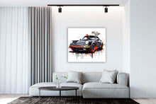 Laden Sie das Bild in den Galerie-Viewer, Edition Seidel Premium Wandbild Porsche schwarz auf hochwertiger Leinwand Bild fertig gerahmt Keilrahmen 2cm, Kunstdruck Wandbild Leinwandbild Wohnzimmer Büro (80x80 cm)
