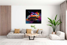 Laden Sie das Bild in den Galerie-Viewer, Edition Seidel Premium Wandbild Mercedes AMG orange auf hochwertiger Leinwand (80x80 cm) gerahmt. Leinwandbild Kunstdruck Pop Art Bild stylish Wohnung Büro Loft Lounge Bar Galerie Lobby
