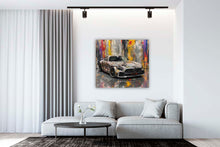 Laden Sie das Bild in den Galerie-Viewer, Edition Seidel Premium Wandbild Mercedes AMG silber auf hochwertiger Leinwand (100x100 cm) gerahmt. Leinwandbild Kunstdruck Pop Art Bild stylish Wohnung Büro Loft Lounge Bars Galerie Lobby
