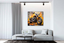 Laden Sie das Bild in den Galerie-Viewer, Edition Seidel Premium Wandbild Harley Davidson Style auf hochwertiger Leinwand (80x80 cm) gerahmt. Leinwandbild Kunstdruck Pop Art Bild stylish Wohnung Büro Loft Lounge Bar Galerie Lobby
