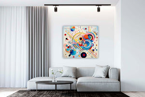 Edition Seidel Premium Wandbild Kandinsky Passion Style auf hochwertiger Leinwand (80x80 cm) gerahmt. Leinwandbild Kunstdruck Expressionismus Bild stylish Wohnung Büro Loft Lounge Bars Galerie Lobby