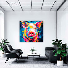 Laden Sie das Bild in den Galerie-Viewer, Edition Seidel Premium Wandbild Schweinchen Schwein Format 80x80 cm auf hochwertiger Leinwand Bild fertig gerahmt mit Keilrahmen 2cm, Kunstdruck Leinwandbild Wohnzimmer Büro
