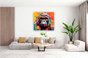 Edition Seidel Premium Wandbild Gorilla auf hochwertiger Leinwand Bild fertig gerahmt Keilrahmen 2cm, (60x60 cm)