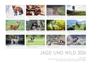 Edition Seidel Premium Kalender Jagd und Wild 2024 Format DIN A3 Wandkalender Tierkalender Wildtier Waldtier Wild Fuchs Hirsch Wildschwein Ente Wald Jagd Revier