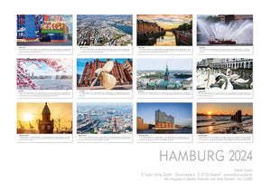 Edition Seidel Premium Kalender Hamburg 2024 Format DIN A3 Wandkalender Deutschland Norddeutschland Hafen Elbe Alster Metropole