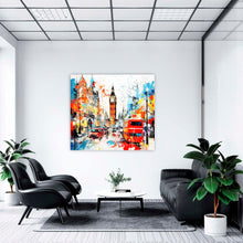 Laden Sie das Bild in den Galerie-Viewer, Edition Seidel Premium Wandbild London Style auf hochwertiger Leinwand (40x40 cm) gerahmt. Leinwandbild Kunstdruck Pop Art Bild stylish Wohnung Büro Loft Lounge Bars Galerie Lobby
