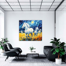 Laden Sie das Bild in den Galerie-Viewer, Edition Seidel Premium Wandbild Pferde Öl-Zeichnung auf hochwertiger Leinwand (100x100 cm) gerahmt. Leinwandbild Kunstdruck stylish Wohnung Büro Loft Lounge Bar Galerie Lobby
