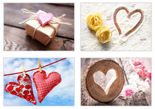 Laden Sie das Bild in den Galerie-Viewer, Set 20 Postkarten mit Herz Motiven - Postkarten zur Hochzeit - Geschenkidee - Hochzeitsspiel - Postkarten Liebe - Valentinstag - Geburtstag - Danke
