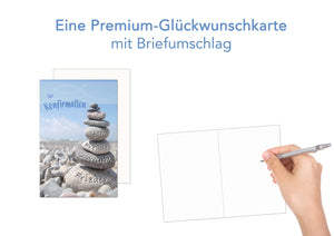 Edition Seidel Premium Glückwunschkarte zur Konfirmation mit Umschlag. Konfirmationskarte Karte Grusskarte Steine Strand Junge Mädchen (KF306 SW023)