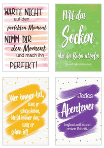 Set 12 Postkarten mit Sprüchen - Karten mit Spruch - Geschenkidee - Dekoidee - Liebe, Freundschaft, Leben, Motivation, lustig - Geburtstagskarten (20008)