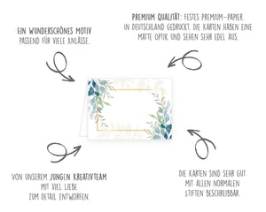 Edition Seidel Set 25 Premium Tischkarten Platzkarten Namenskarten Hochzeit Geburtstag Taufe Kommunion Konfirmation Firmung Jugendweihe Feier grüne Blätter Eukalyptus