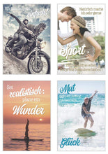 Laden Sie das Bild in den Galerie-Viewer, Set 20 Postkarten mit Sprüchen - Karten mit Spruch - Geschenkidee - Dekoidee - Liebe, Freundschaft, Leben, Motivation, lustig – Postcrossing - Geburtstagskarten
