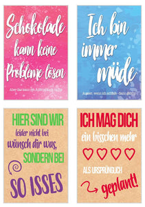 Set 12 Postkarten mit Sprüchen - Karten mit Spruch - Geschenkidee - Dekoidee - Liebe, Freundschaft, Leben, Motivation, lustig - Geburtstagskarten (20008)