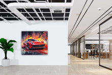 Laden Sie das Bild in den Galerie-Viewer, Edition Seidel Premium Wandbild Ferrari rot Style auf hochwertiger Leinwand (100x100 cm) gerahmt. Leinwandbild Kunstdruck Pop Art Bild stylish Wohnung Büro Loft Lounge Bars Galerie Lobby
