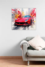 Laden Sie das Bild in den Galerie-Viewer, Edition Seidel Premium Wandbild Ferrari rot fashion auf hochwertiger Leinwand (60x60 cm) gerahmt. Leinwandbild Kunstdruck Pop Art Bild stylish Wohnung Büro Loft Lounge Bar Galerie Lobby
