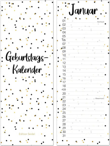 Edition Seidel Geburtstagskalender mit Spiralbindung im Format 105 x 297 mm jahresunabhängig Dauerkalender (20570)