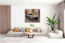 Laden Sie das Bild in den Galerie-Viewer, Edition Seidel Premium Wandbild Mercedes AMG silber auf hochwertiger Leinwand (100x100 cm) gerahmt. Leinwandbild Kunstdruck Pop Art Bild stylish Wohnung Büro Loft Lounge Bars Galerie Lobby
