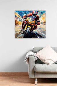 Edition Seidel Premium Wandbild Motorrad Fahrer Style auf hochwertiger Leinwand (60x60 cm) gerahmt. Leinwandbild Kunstdruck Pop Art Bild stylish Wohnung Büro Loft Lounge Bars Galerie Lobby