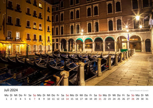 Edition Seidel Premium Kalender Venedig Impressionen bei Nacht 2024 Format DIN A3 Wandkalender Italien Markusplatz Gondeln Canal Grande Santa Maria Rialtobrücke Melanie Viola