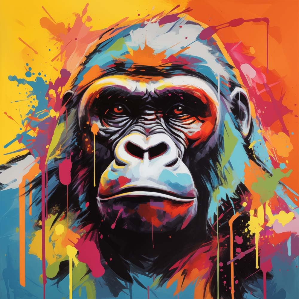 Edition Seidel Premium Wandbild Gorilla auf hochwertiger Leinwand Bild fertig gerahmt Keilrahmen 2cm, (60x60 cm)