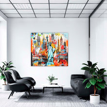 Laden Sie das Bild in den Galerie-Viewer, Edition Seidel Premium Wandbild Statue of Liberty Colorful auf hochwertiger Leinwand (40x40 cm) gerahmt. Leinwandbild Kunstdruck Pop Art Bild stylish Wohnung Büro Loft Lounge Bars Galerie Lobby
