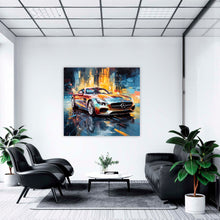 Laden Sie das Bild in den Galerie-Viewer, Edition Seidel Premium Wandbild Mercedes AMG metallic auf hochwertiger Leinwand (60x60 cm) gerahmt. Leinwandbild Kunstdruck Pop Art Bild stylish Wohnung Büro Loft Lounge Bars Galerie Lobby
