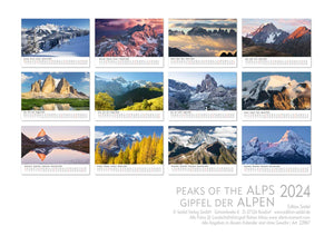 Edition Seidel Premium Kalender Gipfel der Alpen 2024 Format DIN A3 Wandkalender Deutschland Österreich Italien Frankreich Schweiz Bayern Tirol Südtirol Rainer Mirau