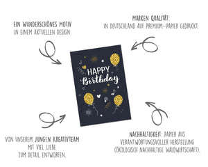 Edition Seidel Premium Geburtstagskarte mit Goldprägung und Umschlag. Glückwunschkarte Grusskarte Billet Geburtstag Happy Birthday Mann Frau einzelne eine Sprüche Karte Gold (G2896 SW022) (Design 4)