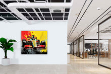 Laden Sie das Bild in den Galerie-Viewer, Edition Seidel Premium Wandbild Formel 1 Style auf hochwertiger Leinwand (100x100 cm) gerahmt. Leinwandbild Kunstdruck Pop Art Bild stylish Wohnung Büro Loft Lounge Bar Galerie Lobby
