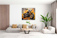 Laden Sie das Bild in den Galerie-Viewer, Edition Seidel Premium Wandbild Harley Davidson Style auf hochwertiger Leinwand (40x40 cm) gerahmt. Leinwandbild Kunstdruck Pop Art Bild stylish Wohnung Büro Loft Lounge Bar Galerie Lobby
