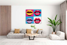 Laden Sie das Bild in den Galerie-Viewer, Edition Seidel Premium Wandbild only female lips auf hochwertiger Leinwand (60x60 cm) gerahmt. Leinwandbild Kunstdruck Pop Art Bild stylish Wohnung Büro Loft Lounge Bars Galerie Lobby
