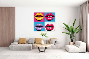 Edition Seidel Premium Wandbild only female lips auf hochwertiger Leinwand (60x60 cm) gerahmt. Leinwandbild Kunstdruck Pop Art Bild stylish Wohnung Büro Loft Lounge Bars Galerie Lobby