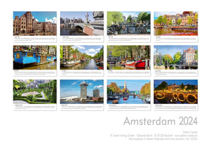 Edition Seidel Premium Kalender Amsterdam 2024 Format DIN A3 Wandkalender Europa Niederlande Holland Tulpen Grachten Brücken Metropole Skyline