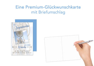 Edition Seidel Premium Glückwunschkarte zur Jugendweihe mit Umschlag. Eine einzelne Karte zur Jugendweihe mit Spruch. Grusskarte Traumfänger Himmel Junge Mädchen (JW127 SW023)