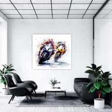 Laden Sie das Bild in den Galerie-Viewer, Edition Seidel Premium Wandbild Motorrad fahren Style auf hochwertiger Leinwand Bild fertig gerahmt Keilrahmen 2cm, Kunstdruck Wandbild Leinwandbild Wohnzimmer Büro (40x40 cm)
