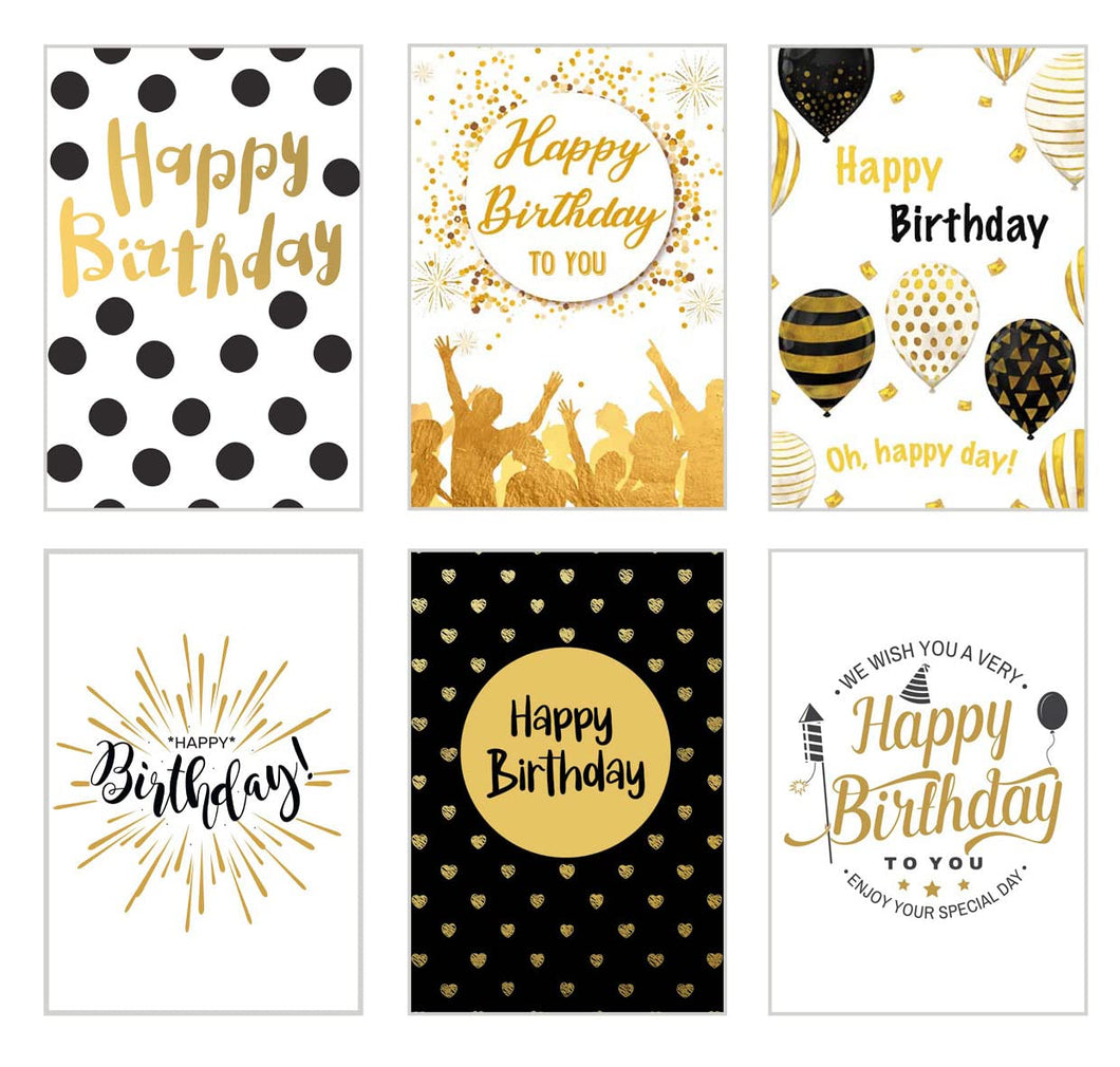 Edition Seidel Set 6 Premium Geburtstagskarten mit Goldprägung und Umschlag. Happy Birthday Karte Glückwunschkarte zum Geburtstag Mann Frau Gold Sprüche