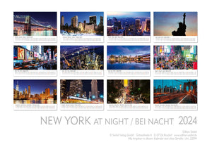 Edition Seidel Premium Kalender New York bei Nacht 2024 Format DIN A3 Wandkalender USA Amerika Big Apple Manhattan Times Square Metropole Skyline