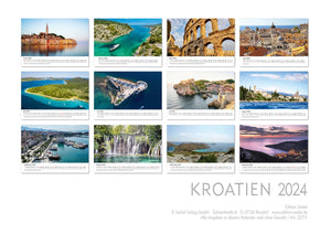 Edition Seidel Premium Kalender Kroatien 2024 Format DIN A3 Wandkalender Europa Balkanhalbinsel Zagreb Dubrovnik Split Adria Meer Felsen Nationalpark