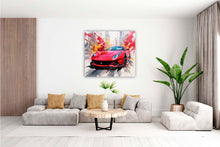 Laden Sie das Bild in den Galerie-Viewer, Edition Seidel Premium Wandbild Ferrari rot fashion auf hochwertiger Leinwand (60x60 cm) gerahmt. Leinwandbild Kunstdruck Pop Art Bild stylish Wohnung Büro Loft Lounge Bar Galerie Lobby
