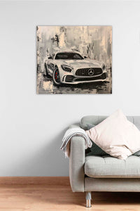 Edition Seidel Premium Wandbild Mercedes AMG silber auf hochwertiger Leinwand (80x80 cm) gerahmt. Leinwandbild Kunstdruck Pop Art Bild stylish Wohnung Büro Loft Lounge Bars Galerie Lobby