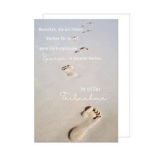 Edition Seidel Premium Trauerkarte mit Umschlag. Beileidskarte Trauer Karte mit Spruch In stiller Teilnahme Gedenken Anteilnahme Mitgefühl Fuß Spuren (T1141 SW024)