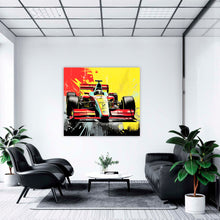 Laden Sie das Bild in den Galerie-Viewer, Edition Seidel Premium Wandbild Formel 1 Style auf hochwertiger Leinwand (100x100 cm) gerahmt. Leinwandbild Kunstdruck Pop Art Bild stylish Wohnung Büro Loft Lounge Bar Galerie Lobby
