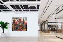 Laden Sie das Bild in den Galerie-Viewer, Edition Seidel Premium Wandbild New York Skyline auf hochwertiger Leinwand (100x100 cm) gerahmt. Leinwandbild Kunstdruck Pop Art Bild stylish Wohnung Büro Loft Lounge Bar Galerie Lobby
