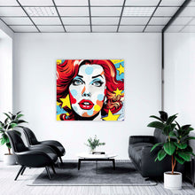 Laden Sie das Bild in den Galerie-Viewer, Edition Seidel Premium Wandbild Comic female auf hochwertiger Leinwand (80x80 cm) gerahmt. Leinwandbild Kunstdruck Pop Art Bild stylish Wohnung Büro Loft Lounge Bar Galerie Lobby
