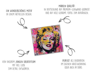 Edition Seidel Premium Wandbild Marilyn Monroe paint Style auf hochwertiger Leinwand (60x60 cm) gerahmt. Leinwandbild Kunstdruck Pop Art Bild stylish Wohnung Büro Loft Lounge Bar Galerie Lobby